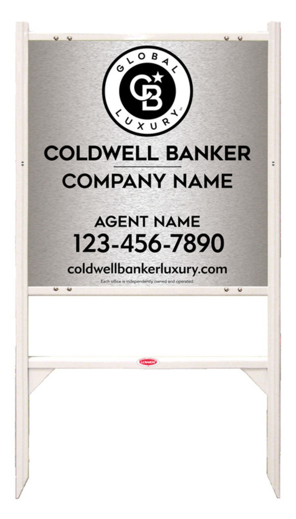 Angle Iron Frame And Agent Sign Panel Unit, 24"H X 24"W, Brushed Aluminum Composite