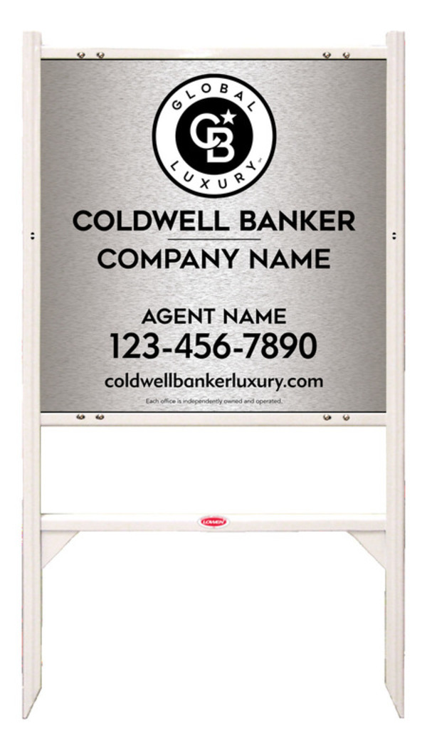 Angle Iron Frame And Agent Sign Panel Unit, 24"H X 24"W, Brushed Aluminum Composite