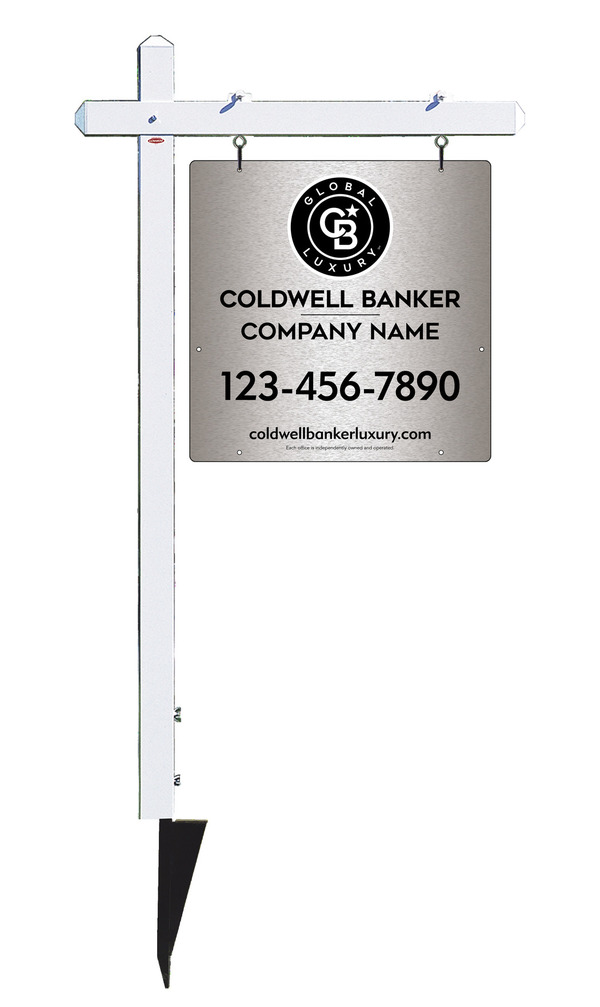 Sign Post And Office Sign Panel Unit, 24"H X 24"W, Brushed Aluminum Composite