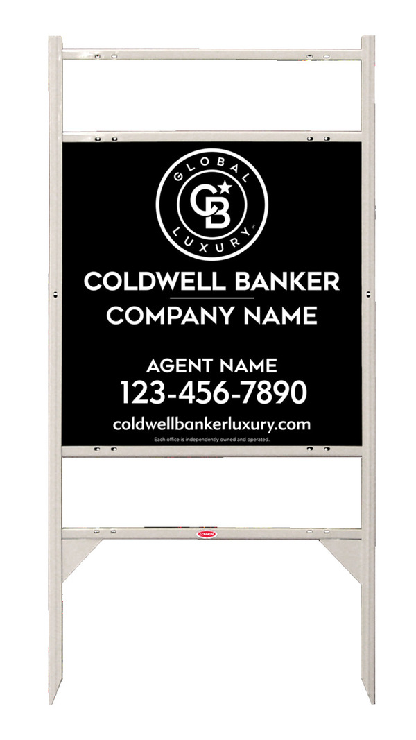 Angle Iron Frame W/ 2 Rider Inserts And Agent Sign Panel Unit, 24"H X 24"W, 3mm Aluminum Composite