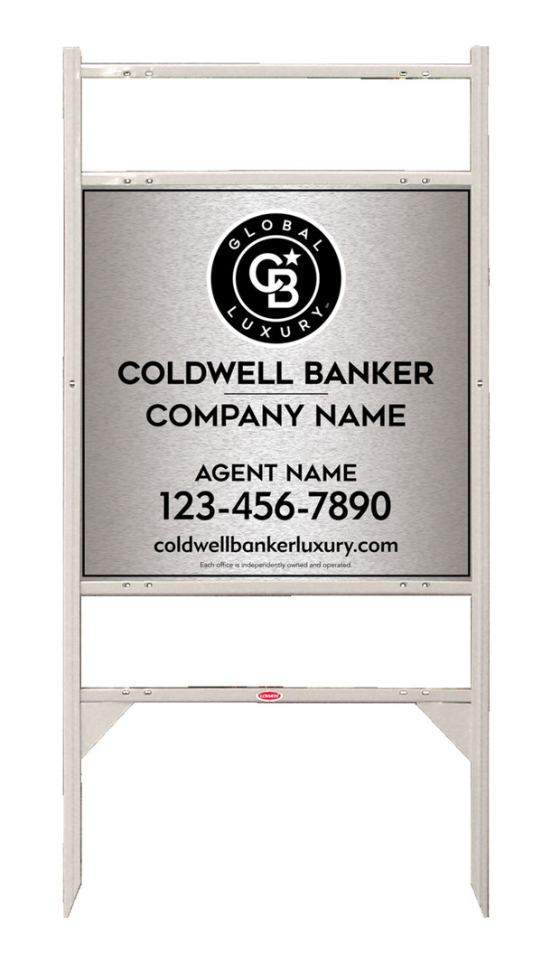 Angle Iron Frame W/ 2 Rider Inserts And Agent Sign Panel Unit, 24"H X 24"W, Brushed Aluminum Composite