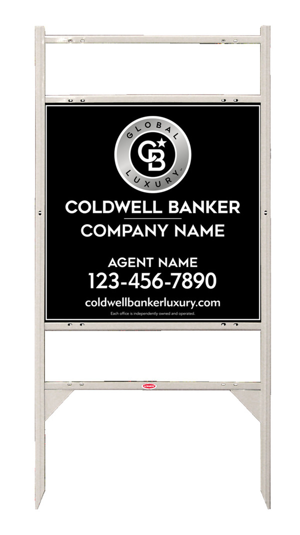 Angle Iron Frame W/ 2 Rider Inserts And Agent Sign Panel Unit, 24"H X 24"W, 3mm Aluminum Composite
