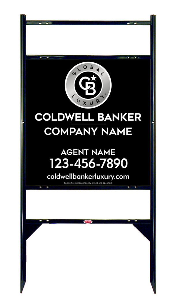 Angle Iron Frame W/ 2 Rider Inserts And Agent Sign Panel Unit, 24"H X 24"W, 3mm Aluminum Composite