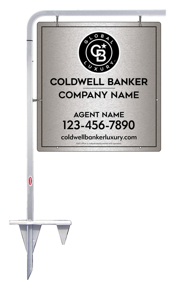 Tubular Stake And Agent Sign Panel Unit, 25"H X 24"W, Brushed Aluminum Composite