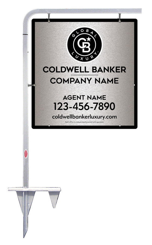 Tubular Stake And Agent Sign Panel Unit, 25"H X 24"W, Brushed Aluminum Composite