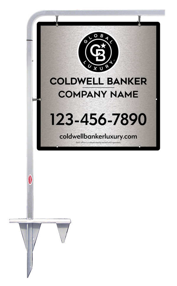 Tubular Stake And Office Sign Panel Unit, 25"H X 24"W, Brushed Aluminum Composite
