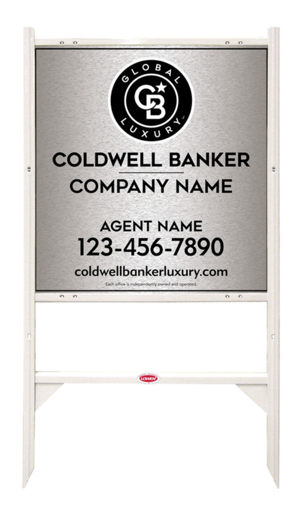 Angle Iron Frame And Agent Sign Panel Unit, 25"H X 24"W, Brushed Aluminum Composite