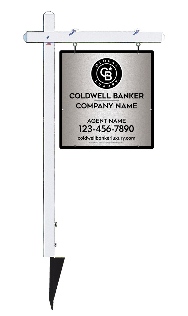 Sign Post And Agent Sign Panel Unit, 25"H X 24"W, Brushed Aluminum Composite