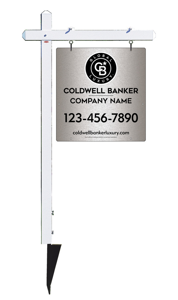 Sign Post And Office Sign Panel Unit, 25"H X 24"W, Brushed Aluminum Composite
