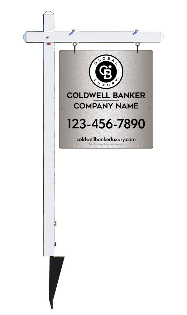 Sign Post And Office Sign Panel Unit, 25"H X 24"W, Brushed Aluminum Composite