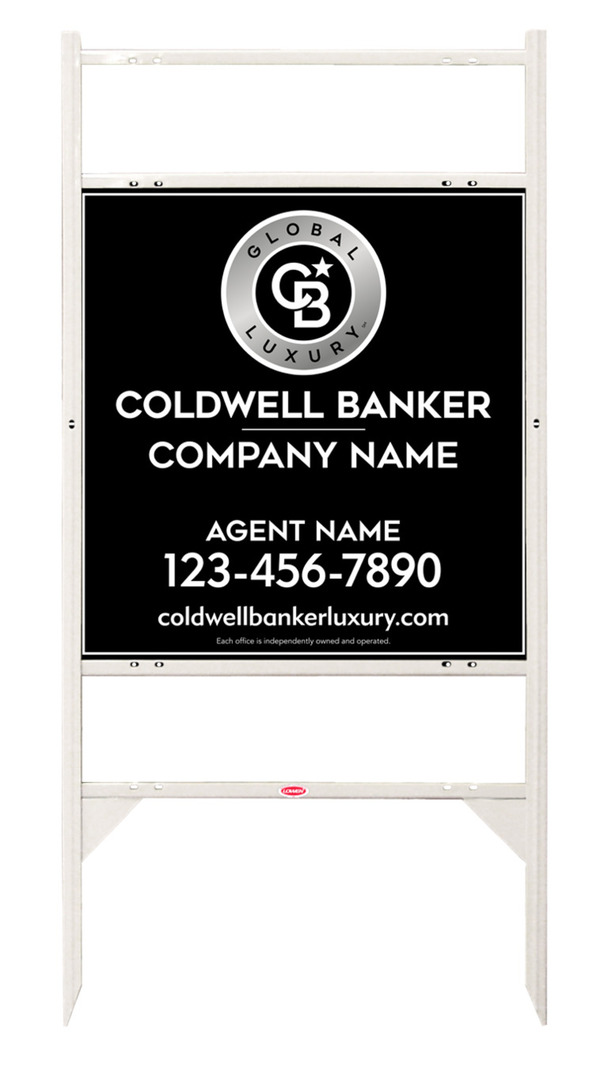Angle Iron Frame W/ 2 Rider Inserts And Agent Sign Panel Unit, 25"H X 24"W, 3mm Aluminum Composite