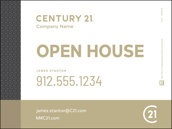 Corrugated Directional Open House Panel 18X24 Gold - Century 21 | Lowen Sign
