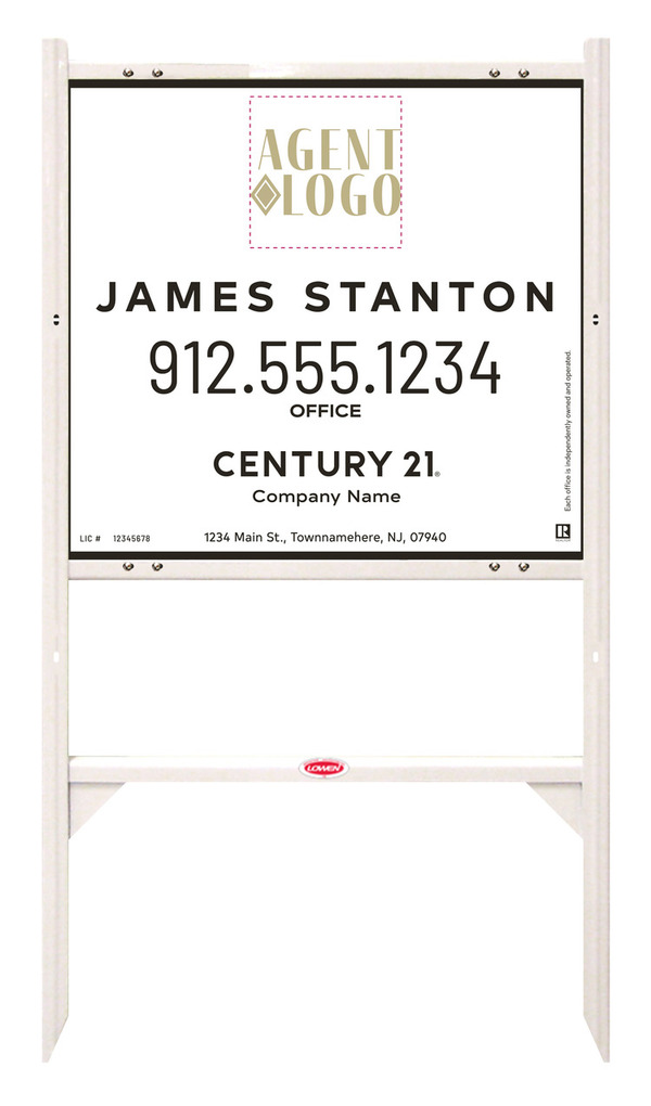 Angle Iron Frame And Agent Logo Centric Sign Panel Unit, 22"H X 24"W