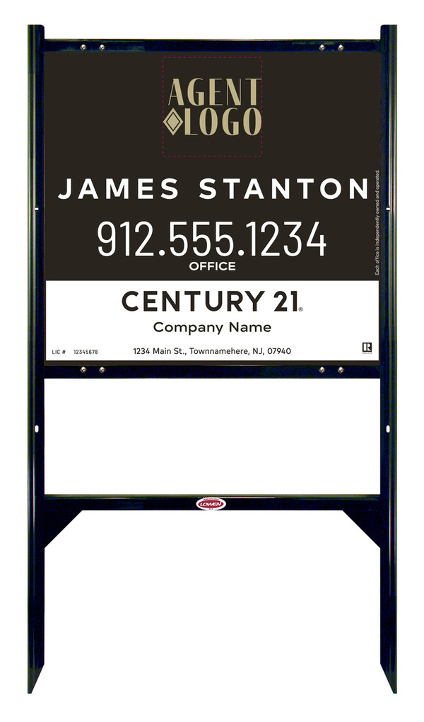 Angle Iron Frame And Agent Logo Centric Sign Panel Unit, 22"H X 24"W