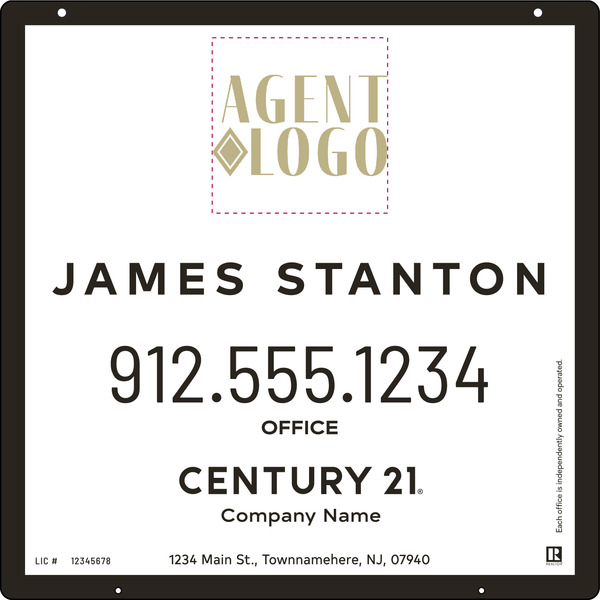 Aluminum Agent Logo Centric Hanging Panel 24X24 - C21 | Lowen Sign