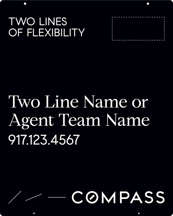 Hanging 2 Line Agent Name Sign Panel, 30"H X 24"W, Steel - Horizontal Logo