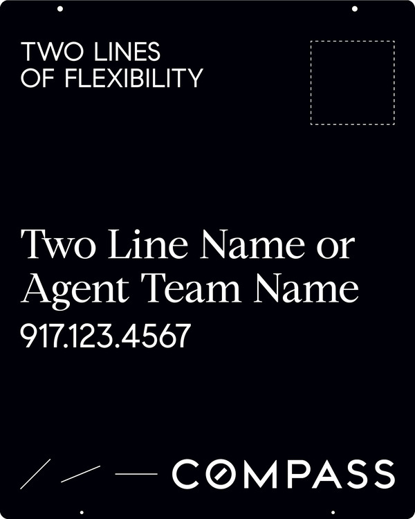 Hanging 2 Line Agent Name Sign Panel, 30"H X 24"W, Steel - Vertical Logo