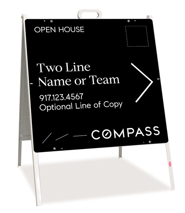 Open House A-Frame And 2 Line Agent Name Sign Panel Unit, 24"H X 24"W, Vertical Logo