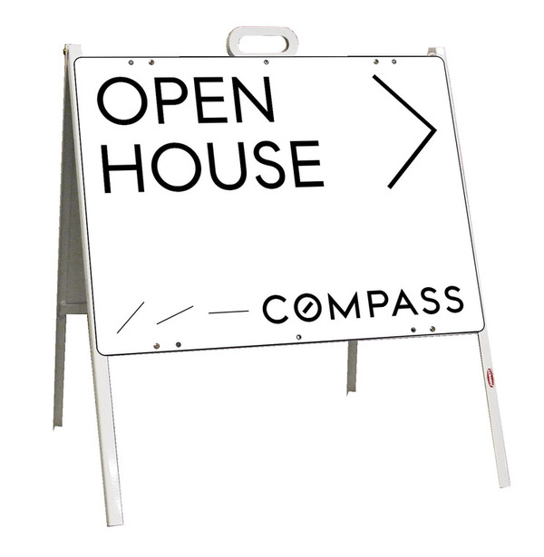 Compass Real Estate Open House A-Frame and Sign Panel Unit, 18"h x 24"w, Steel