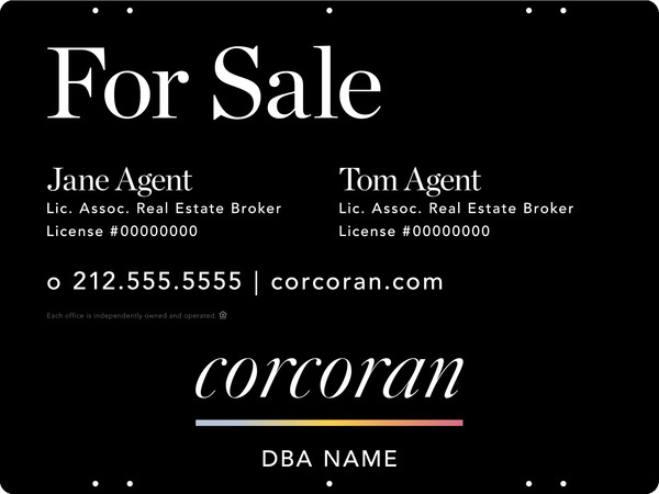 Two Agent Name Sign Panel, 18"H X 24"W, 3mm Aluminum Composite