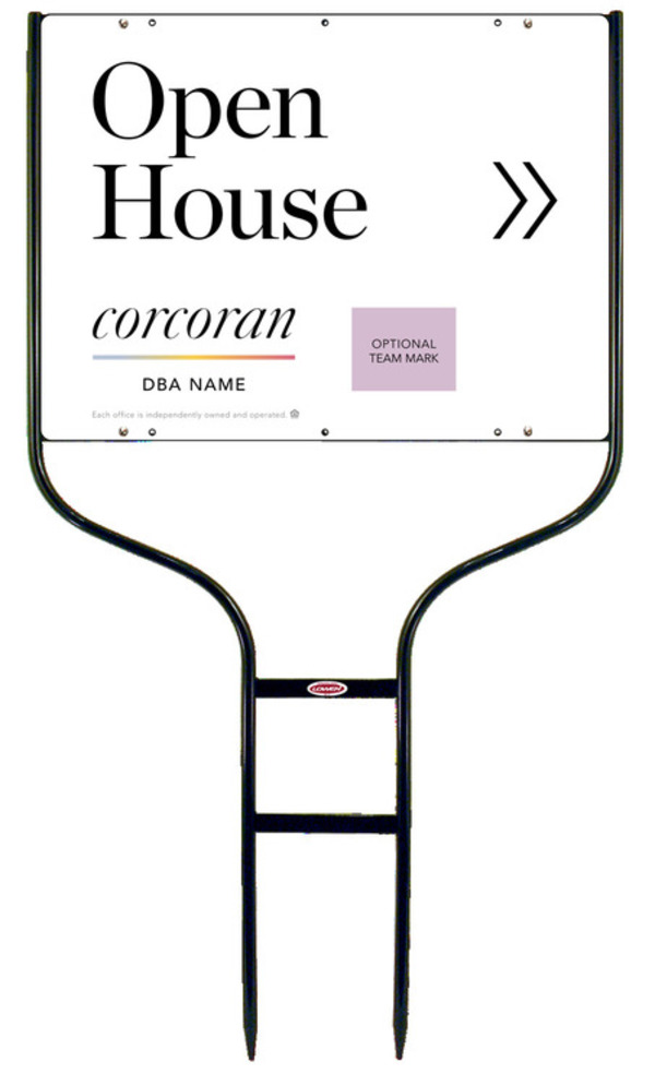 Directional Round Rod Frame And Office Open House W/ Team Logo Sign Panel Unit, 18"H X 24"W,Steel