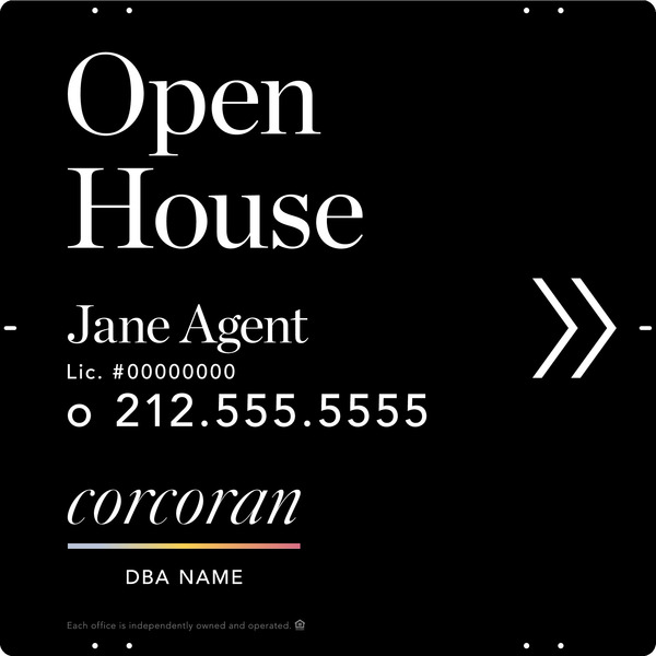 Directional Agent Open House Sign Panel, 24"H X 24"W, Steel