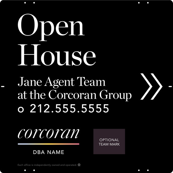 Directional Team Name Open House W/ Team Logo Sign Panel, 24"H X 24"W, Steel