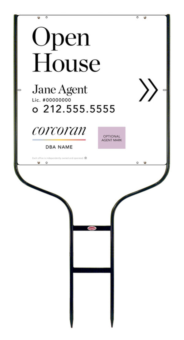 Directional Round Rod Frame And Office Open House W/ Team Logo Sign Panel Unit, 24"H X 24"W,Steel