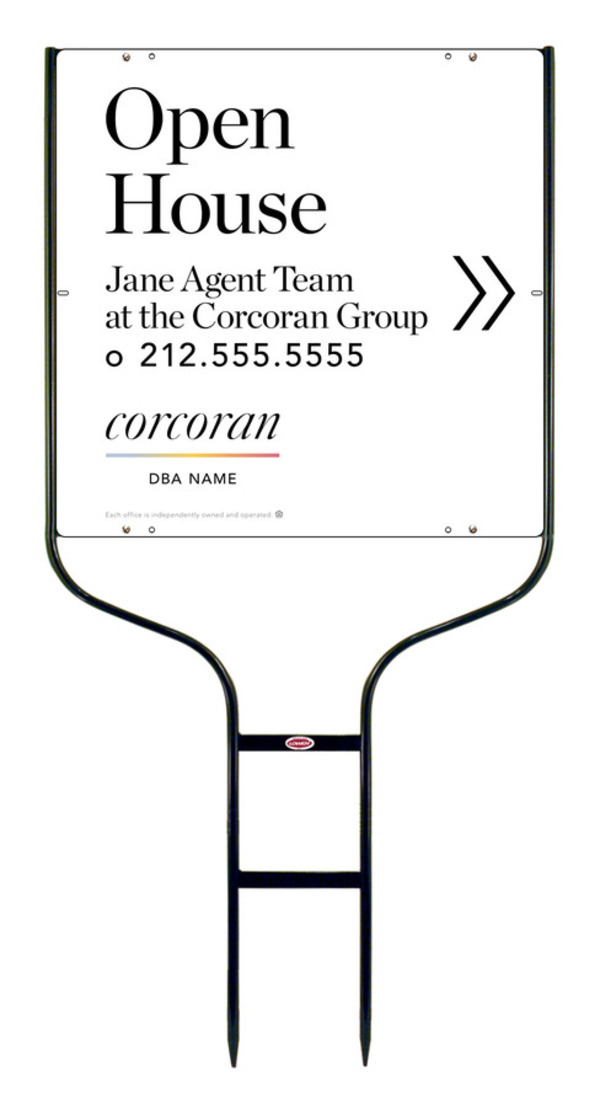 Directional Round Rod Frame And Team Name Open House Sign Panel Unit, 24"H X 24"W,Steel