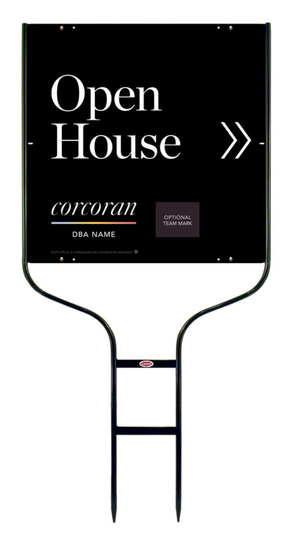 Directional Round Rod Frame And Office Open House W/ Team Logo Sign Panel Unit, 24"H X 24"W,Steel