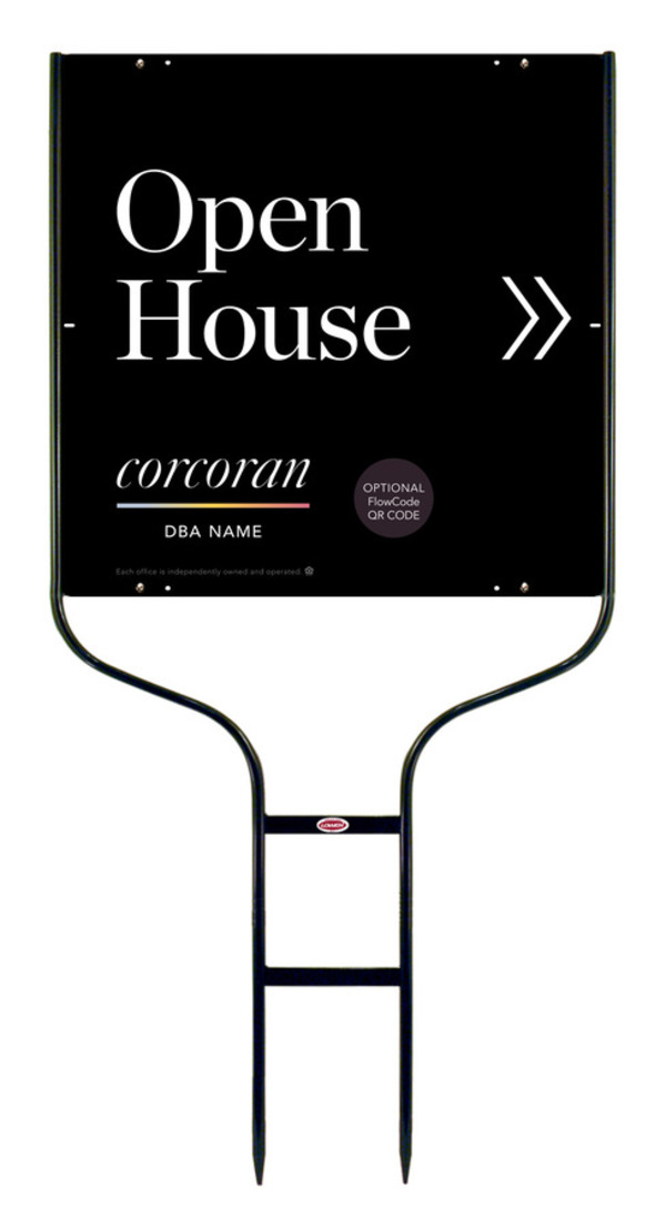 Directional Round Rod Frame And Office Open House W/ Qr Flowcode Sign Panel Unit, 24"H X 24"W,Steel