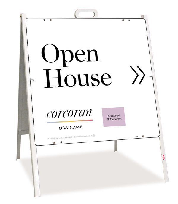 Directional Office Open House W/ Team Logo  A-Frame And Sign Panel Unit, 24"H X 24"W, Steel
