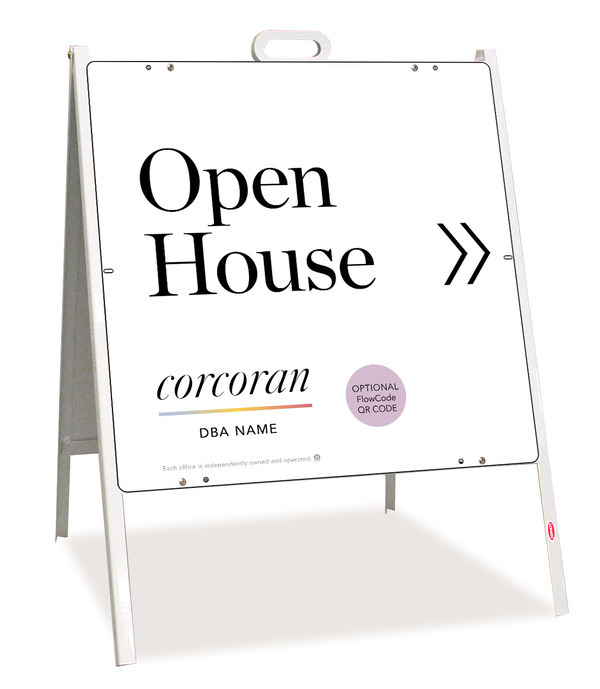 Directional Office Open House W/ Qr Flowcode  A-Frame And Sign Panel Unit, 24"H X 24"W, Steel