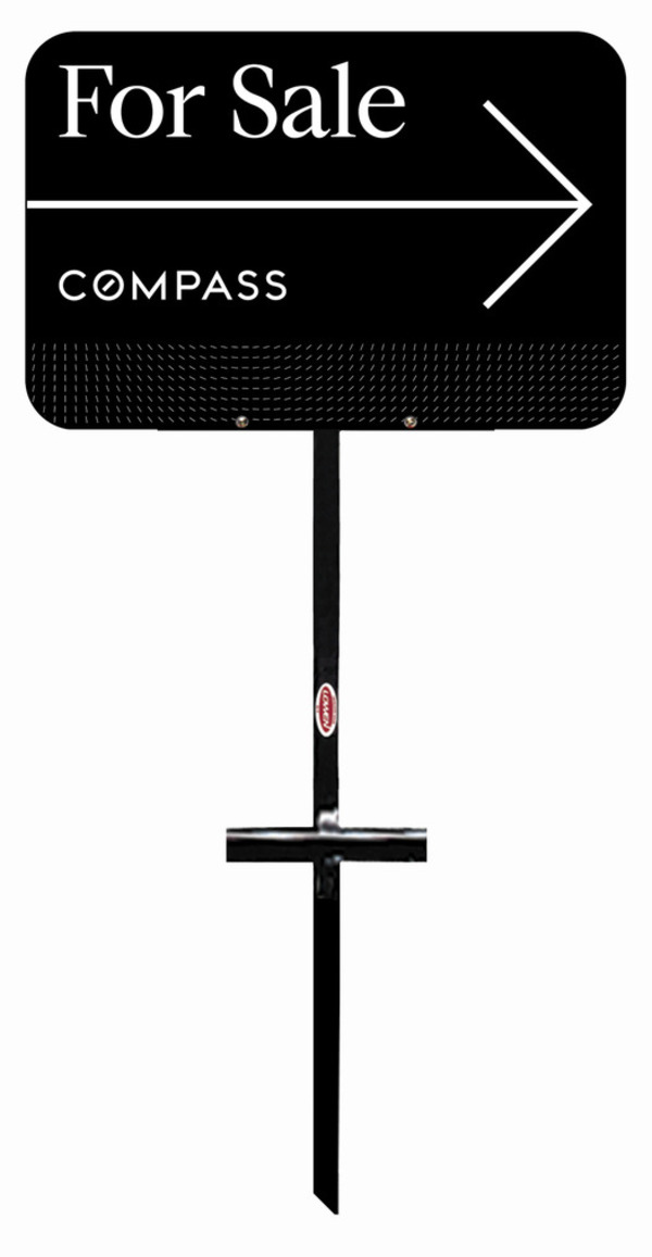 Compass Real Estate T-Stake and For SaleSign Panel Unit, 12"h x 18"w, 3MM Aluminum Composite