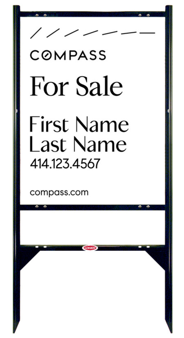 Angle Iron Frame With One Rider Insert And Agent Sign Panel Unit, 30"H X 24"W