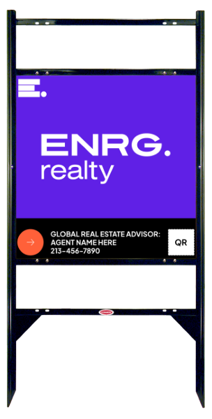 Angle Iron Frame W/ 2 Rider Inserts And Agent Name & Qr Code Sign Panel Unit, 24"H X 24"W, Steel