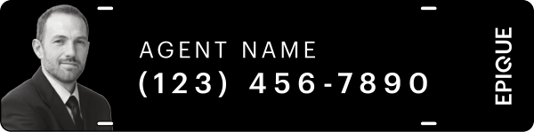 Epique Realty Agent Name w/ Photo Sign Rider, 6"h x 24"w, Steel