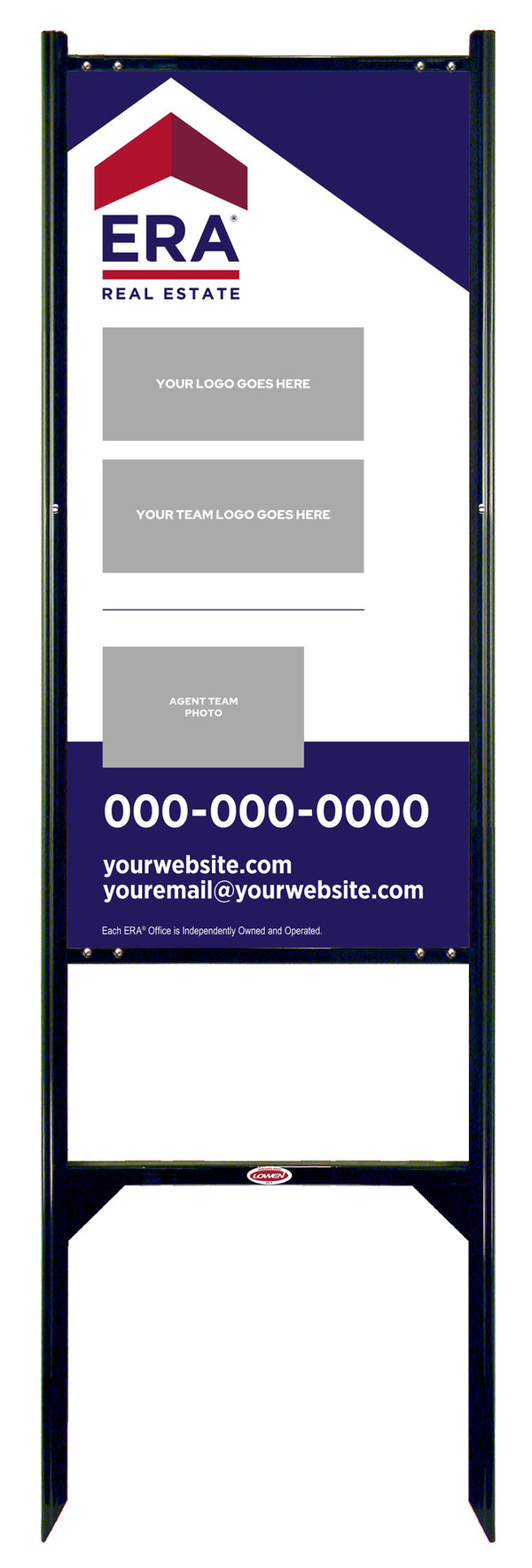 ERA&reg; Team Logo - Photo Angle Iron Frame and Sign Panel Unit, 36"h x 18"w, Steel