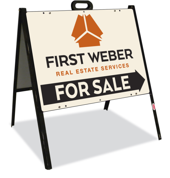 First Weber Real Estate Services A-Frame and For Sale Sign Panel Unit, 18"h x 24"w, Steel