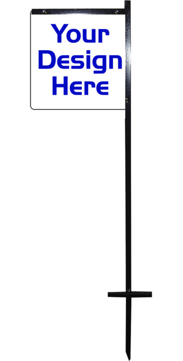 Independent Angle Iron Flag Stake and Sign Panel Unit, 12"h x 12"w