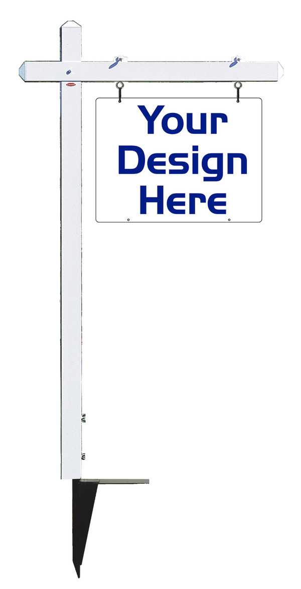 Independent real estate aluminum sign post and sign panel unit, 24 GA steel 18"h x 24"w