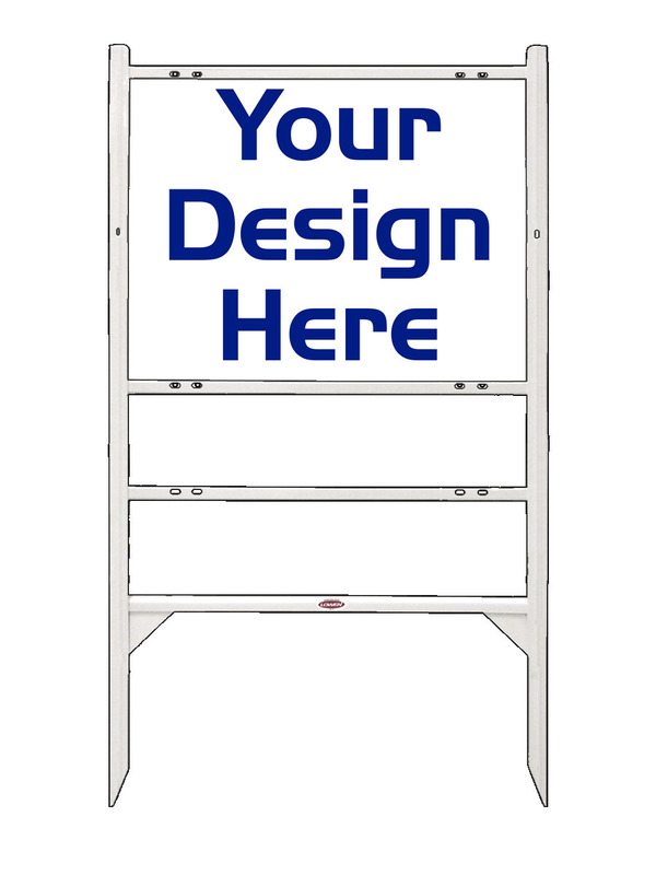 Independent Angle Iron Frame with One Rider Insert and Sign Panel Unit, 18"h x 24"w, White