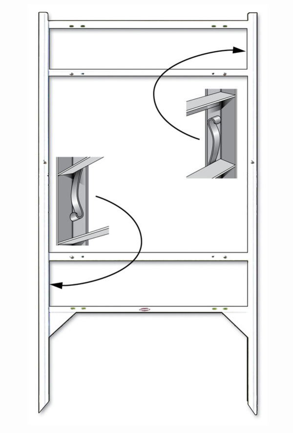 Independent Angle Iron Sign Frame with Two Rider Inserts, 22"h x 24"w, White