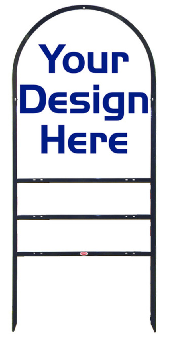 Independent Reflective Arc Frame and Sign Panel Unit w/ 2 Rider Inserts, 30"h x 24"w, Steel