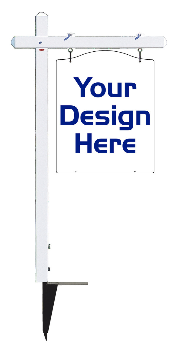 Independent real estate White Aluminum Sign Post and Luxury Homes Hanging Sign Panel unit, .150 polyethylene, 30