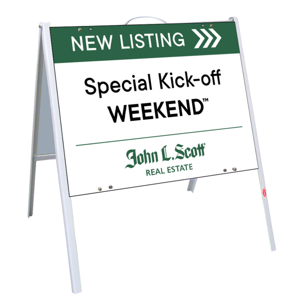 John L. Scott Angle Iron A-Frame and New Lising Sign Panel Unit, 18"h x 24"w, .050 poly