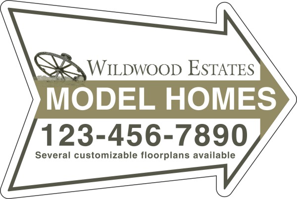 Job Site and Builders Arrow-Shaped Yard Sign Panel, Corrugated Plastic 18"h x 24"w