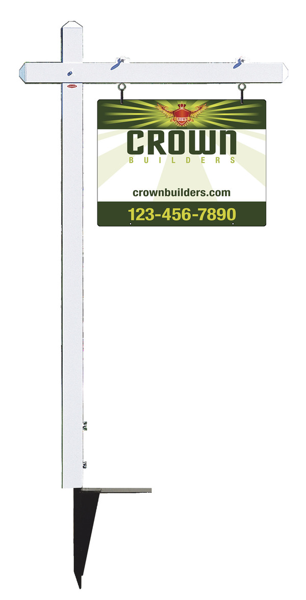 Job Site and Builders Aluminum Post and Sign Panel Unit, 18"h x 24"w, White