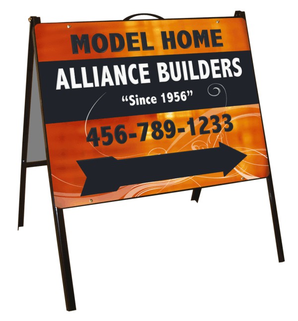 Job Site and Builders A-Frame Sign Unit, Polyethylene 18"h x 24"w, Black