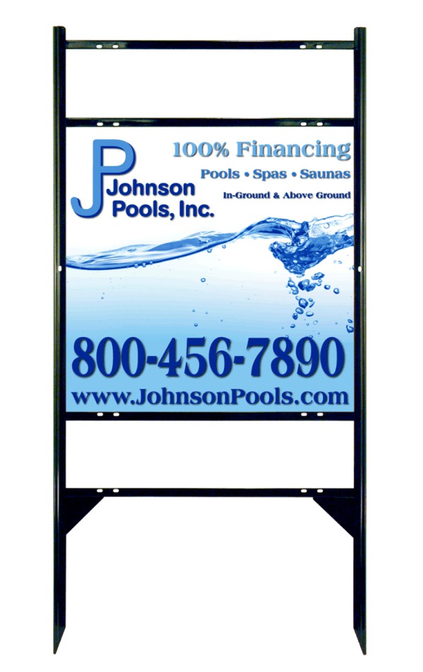 Job Site and Builders Angle Iron Frame and Panel Unit with 2 rider inserts, 24"h x 24"w, Black